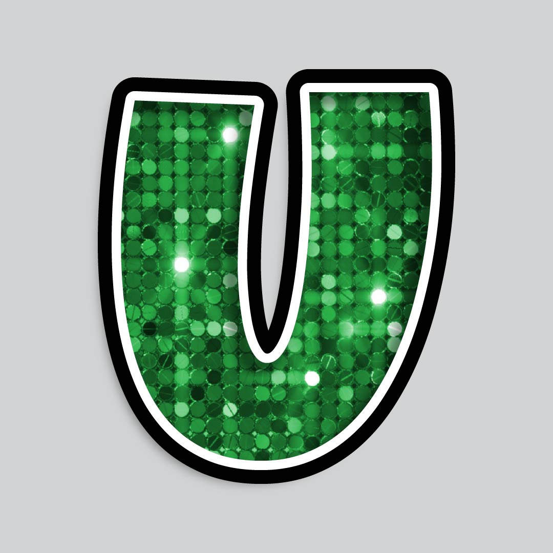 23.5” INDIVIDUAL LUCKY GUY SEQUIN GREEN SHADOW LETTERS