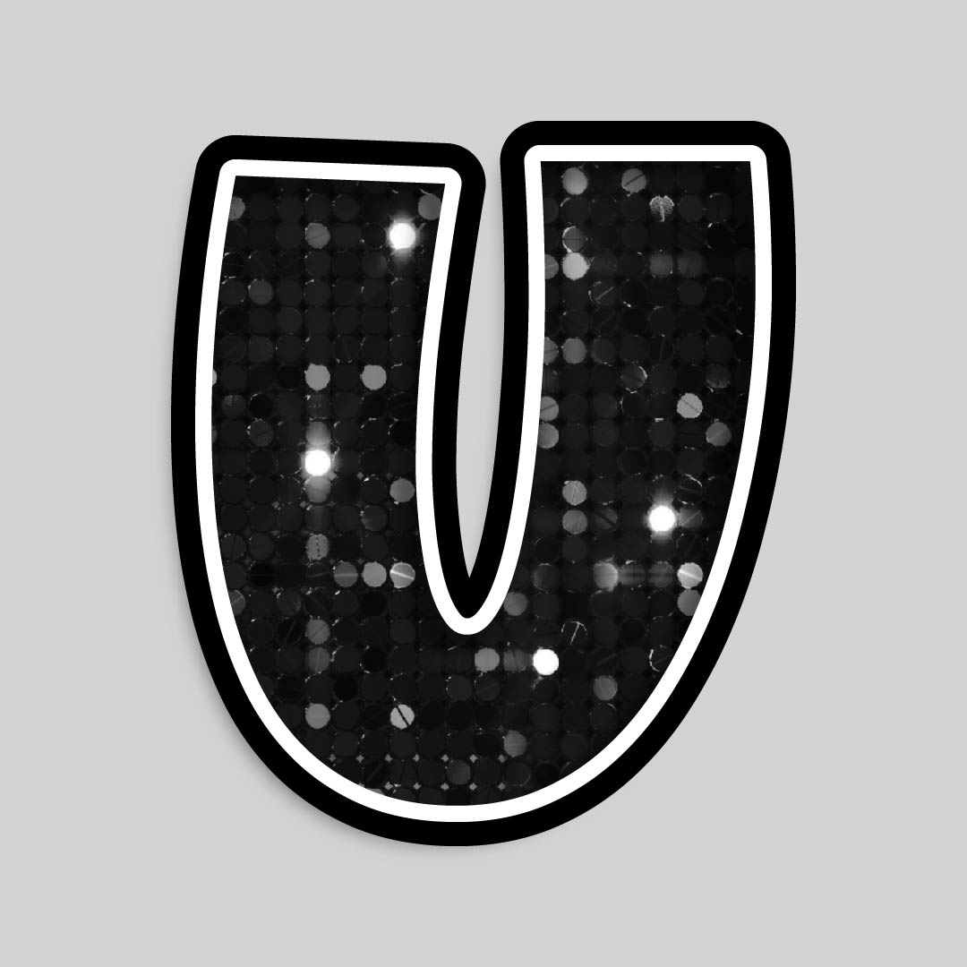 23.5” INDIVIDUAL LUCKY GUY SEQUIN BLACK SHADOW LETTERS