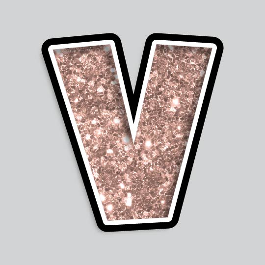 23.5” INDIVIDUAL LUCKY GUY ROSE GOLD CHUNKY GLITTER LETTERS