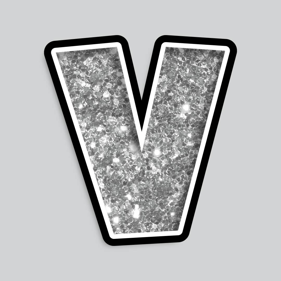 23.5” INDIVIDUAL LUCKY GUY SILVER CHUNKY GLITTER LETTERS
