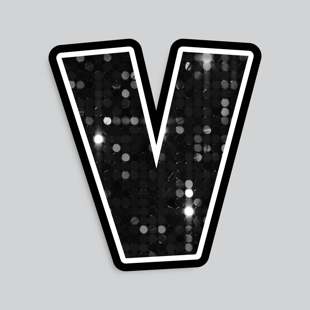 23.5” INDIVIDUAL LUCKY GUY SEQUIN BLACK SHADOW LETTERS