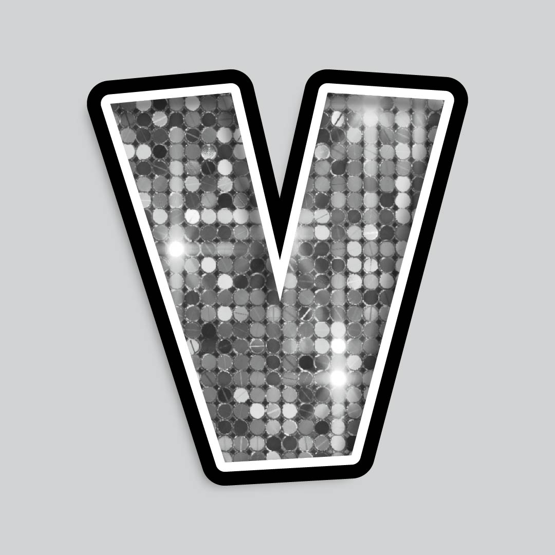 23.5” INDIVIDUAL LUCKY GUY SEQUIN SILVER SHADOW LETTERS