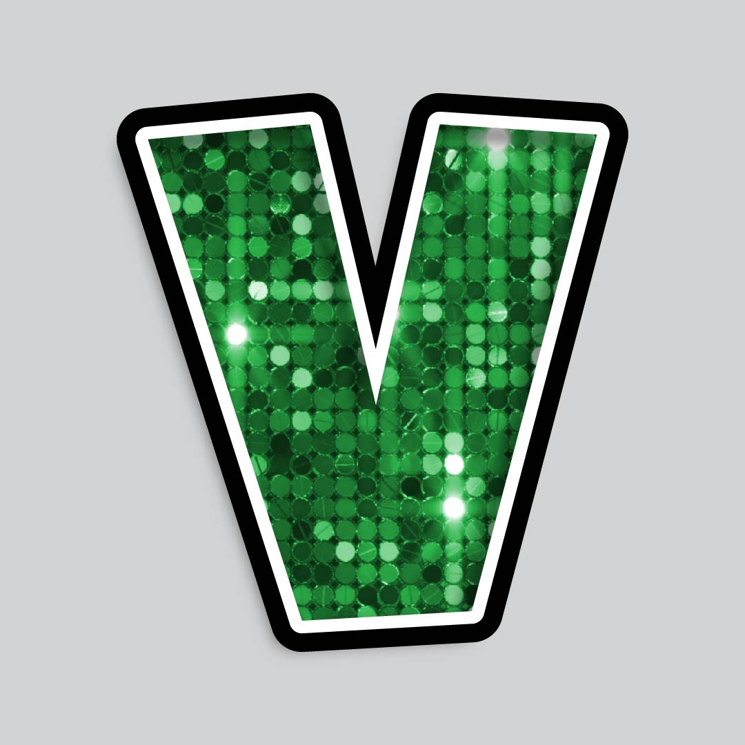 23.5” INDIVIDUAL LUCKY GUY SEQUIN GREEN SHADOW LETTERS
