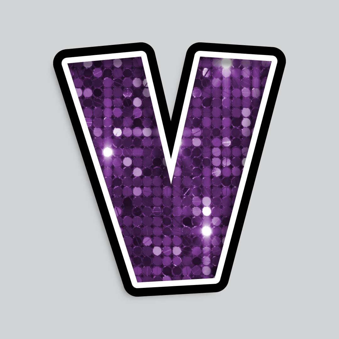 23.5” INDIVIDUAL LUCKY GUY SEQUIN PURPLE SHADOW LETTERS