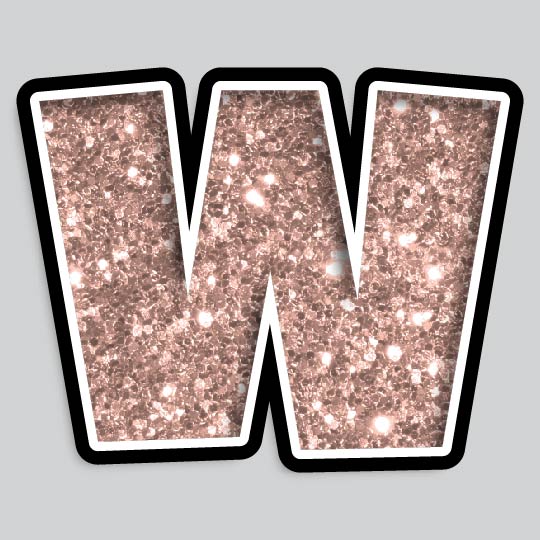 23.5” INDIVIDUAL LUCKY GUY ROSE GOLD CHUNKY GLITTER LETTERS