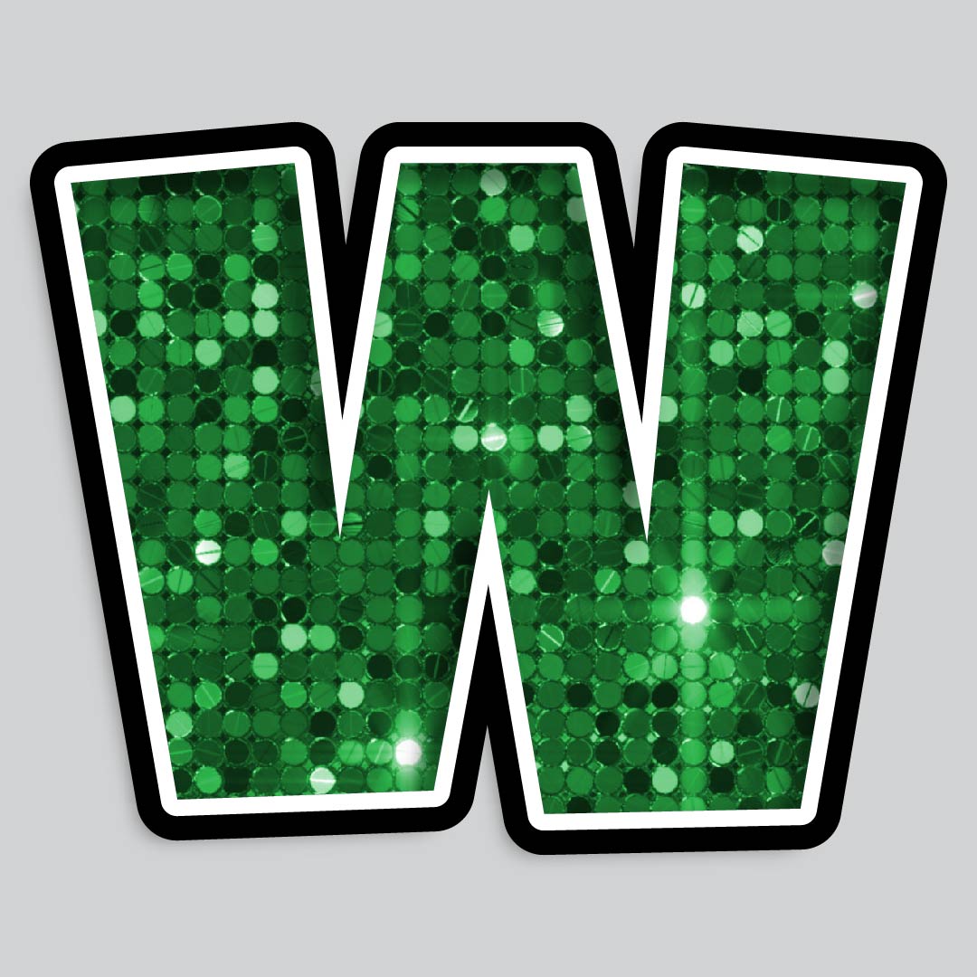 23.5” INDIVIDUAL LUCKY GUY SEQUIN GREEN SHADOW LETTERS