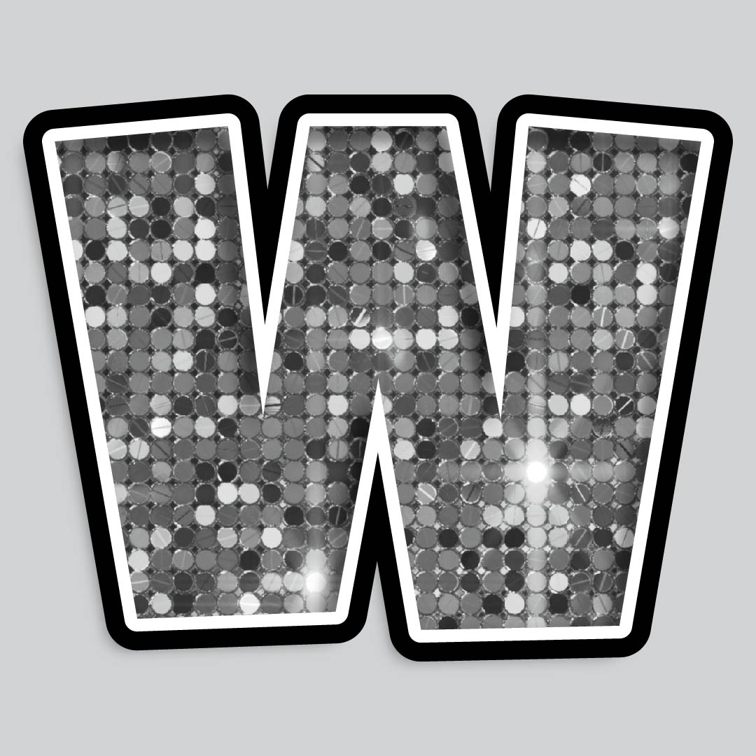 23.5” INDIVIDUAL LUCKY GUY SEQUIN SILVER SHADOW LETTERS