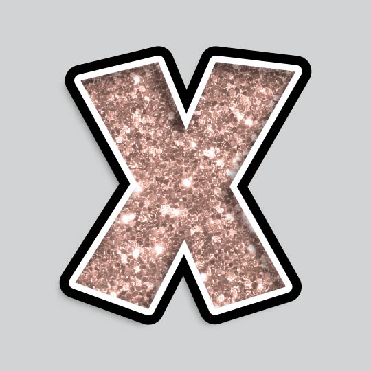 23.5” INDIVIDUAL LUCKY GUY ROSE GOLD CHUNKY GLITTER LETTERS