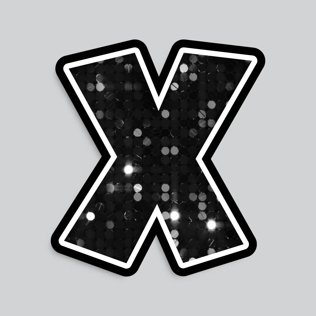 23.5” INDIVIDUAL LUCKY GUY SEQUIN BLACK SHADOW LETTERS
