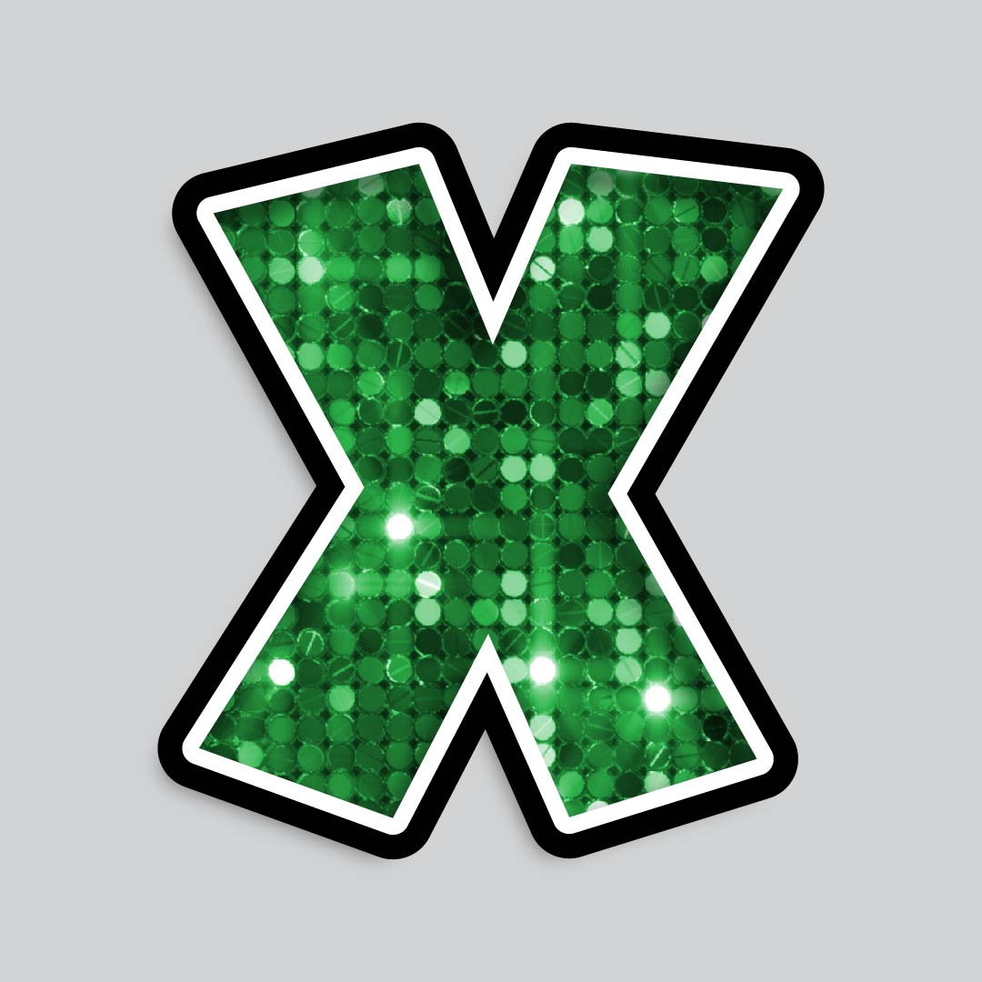 23.5” INDIVIDUAL LUCKY GUY SEQUIN GREEN SHADOW LETTERS
