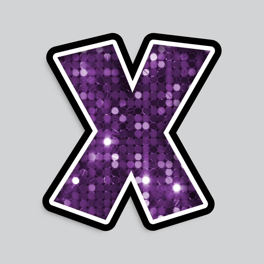 23.5” INDIVIDUAL LUCKY GUY SEQUIN PURPLE SHADOW LETTERS