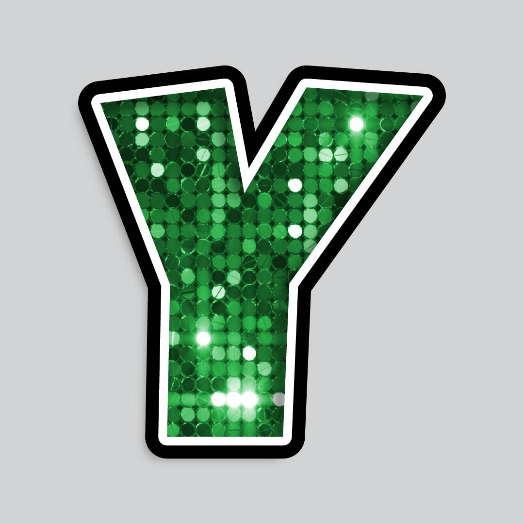 23.5” INDIVIDUAL LUCKY GUY SEQUIN GREEN SHADOW LETTERS