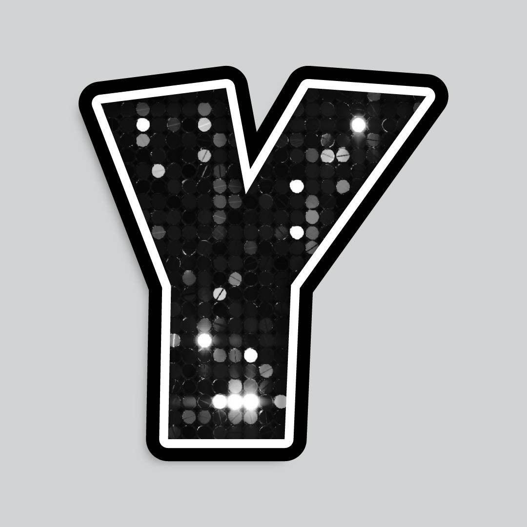 23.5” INDIVIDUAL LUCKY GUY SEQUIN BLACK SHADOW LETTERS