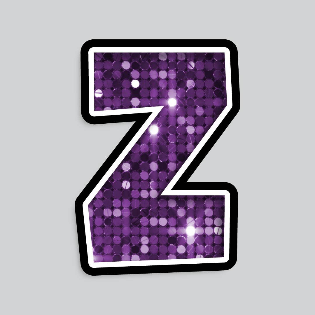23.5” INDIVIDUAL LUCKY GUY SEQUIN PURPLE SHADOW LETTERS