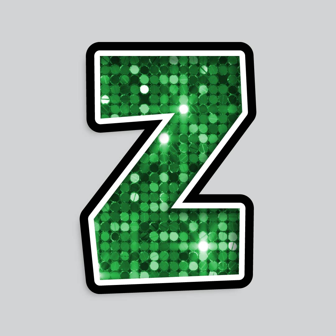 23.5” INDIVIDUAL LUCKY GUY SEQUIN GREEN SHADOW LETTERS
