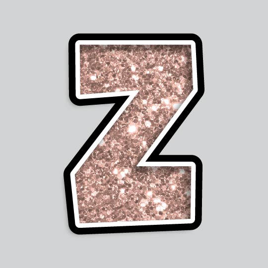 23.5” INDIVIDUAL LUCKY GUY ROSE GOLD CHUNKY GLITTER LETTERS