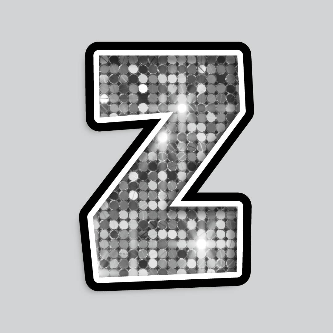 23.5” INDIVIDUAL LUCKY GUY SEQUIN SILVER SHADOW LETTERS