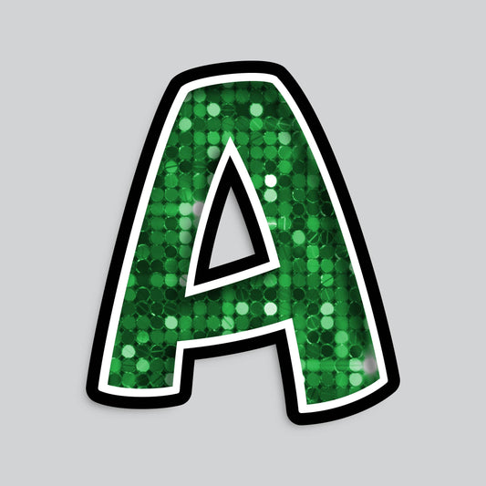 23.5” INDIVIDUAL BOUNCY SEQUIN GREEN SHADOW LETTERS