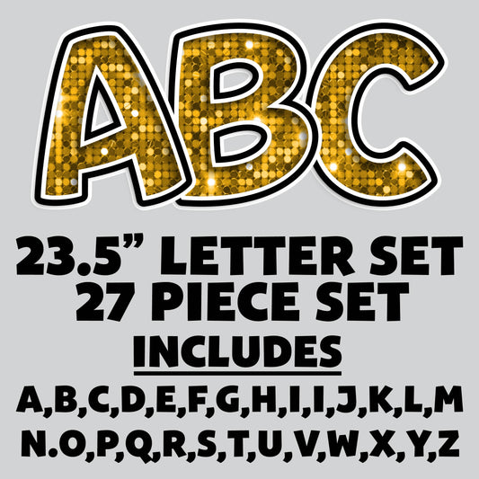 23.5” FULL SET BOUNCY GOLD SEQUIN SHADOW LETTERS - 27 PIECES