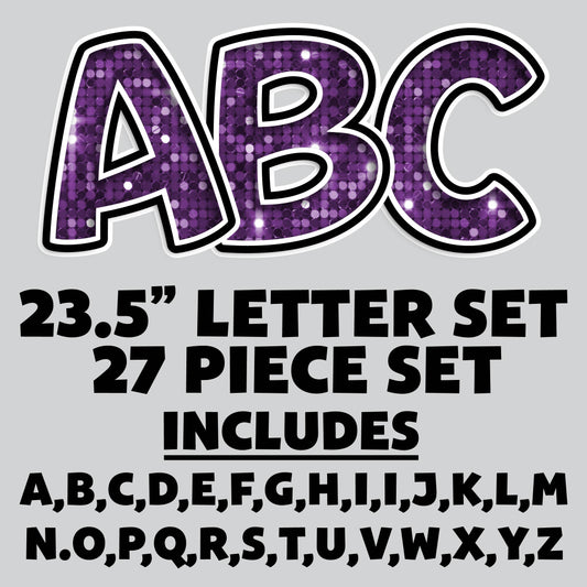 23.5” FULL SET BOUNCY PURPLE SEQUIN SHADOW LETTERS - 27 PIECES