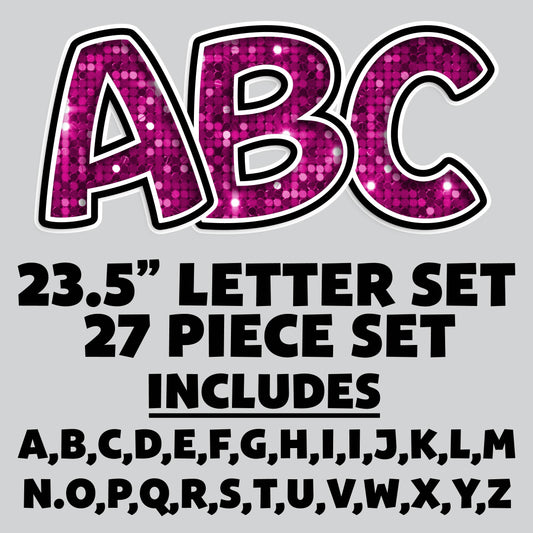 23.5” FULL SET BOUNCY PINK SEQUIN SHADOW LETTERS - 27 PIECES