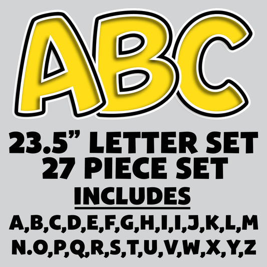 23.5” FULL SET BOUNCY YELLOW SHADOW LETTERS - 27 PIECES