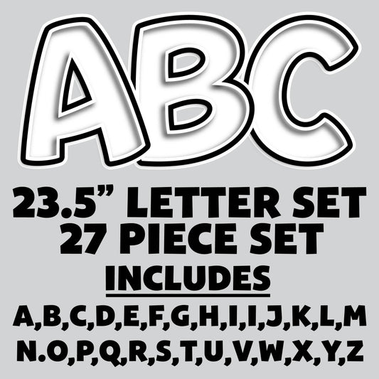 23.5” FULL SET BOUNCY WHITE SHADOW LETTERS - 27 PIECES