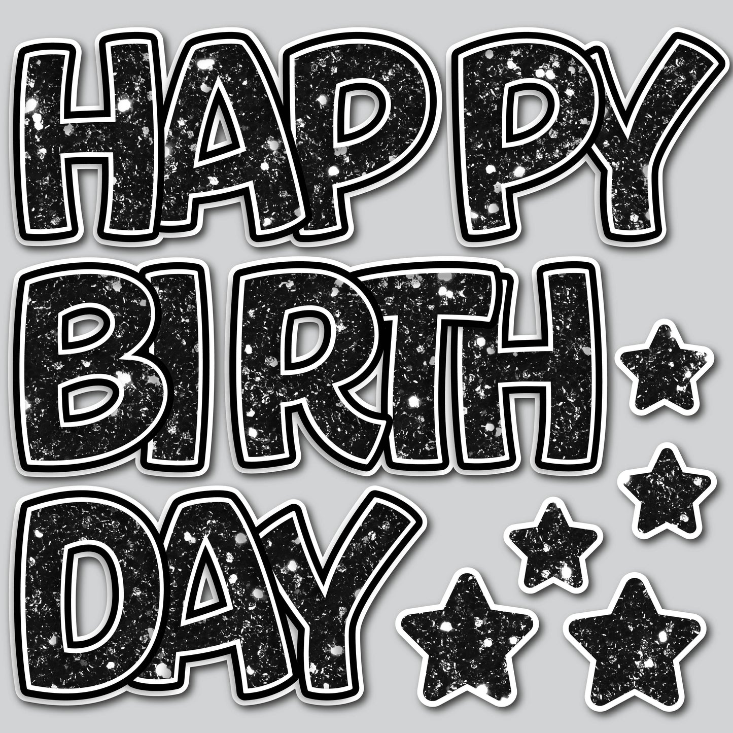 HAPPY BIRTHDAY EZ SET - CHUNKY GLITTER BLACK