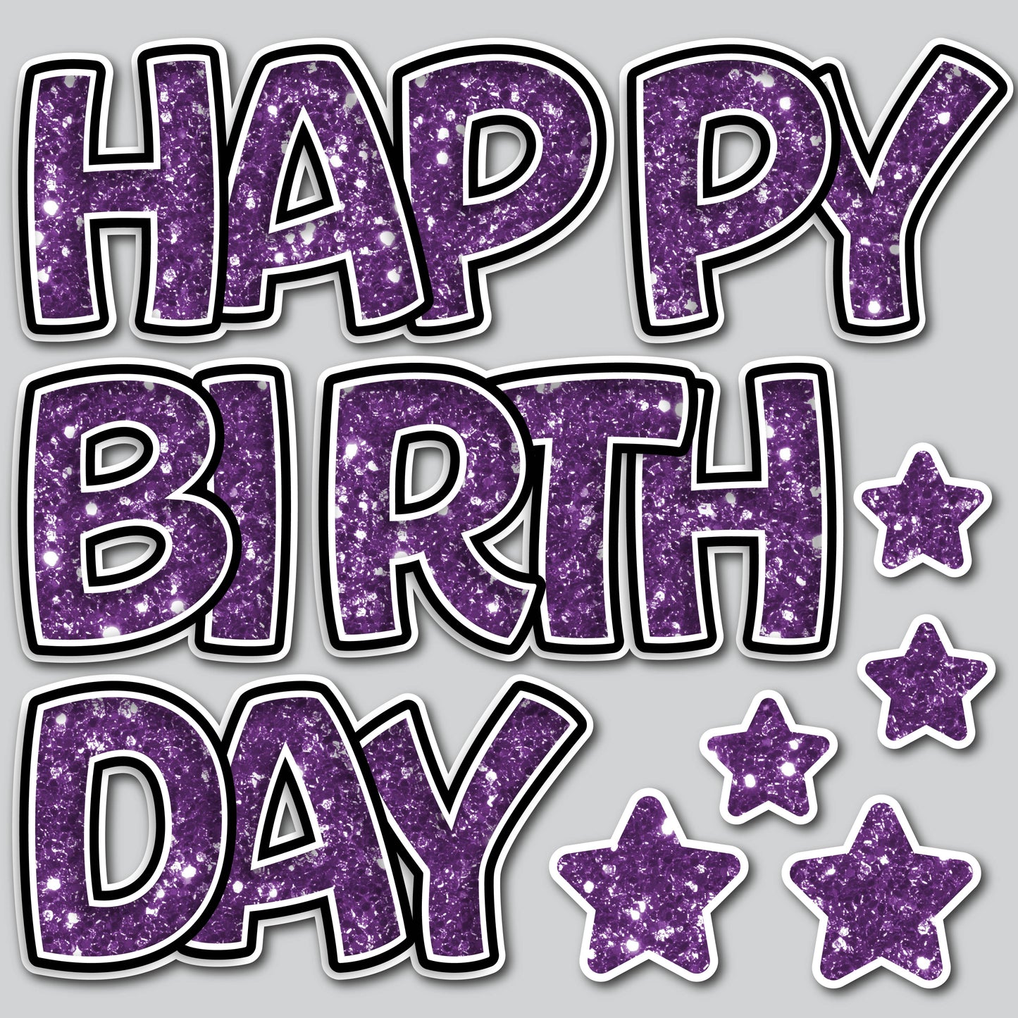 HAPPY BIRTHDAY EZ SET - CHUNKY GLITTER PURPLE
