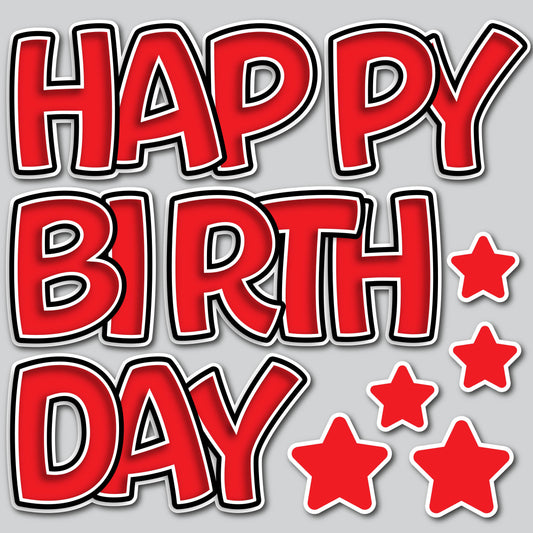 HAPPY BIRTHDAY EZ SET - SOLID RED