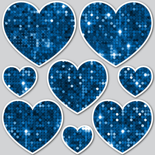 8 PIECE HEART SET - BLUE SEQUIN