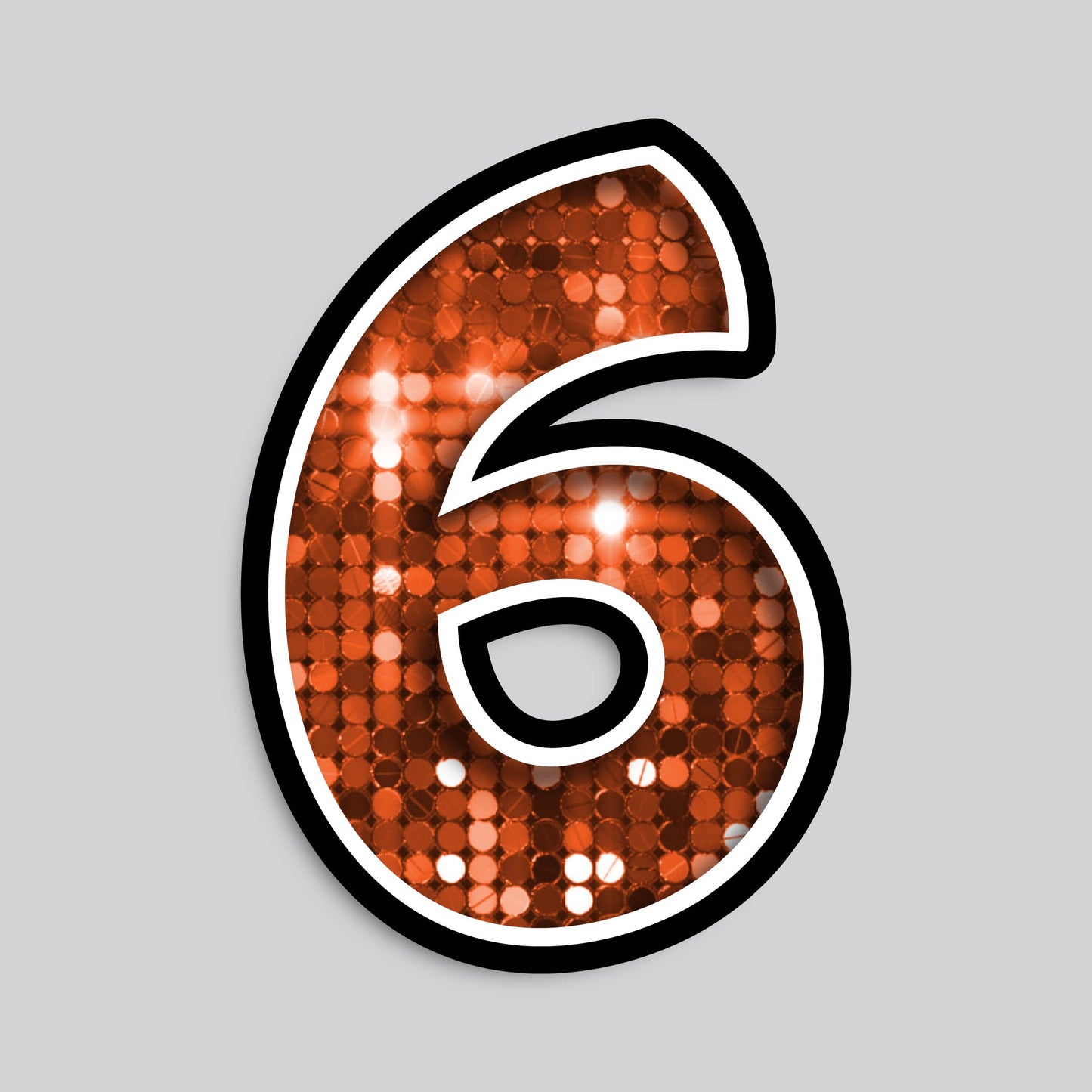 23.5" INDIVIDUAL BOUNCY ORANGE SEQUIN SHADOW NUMBERS