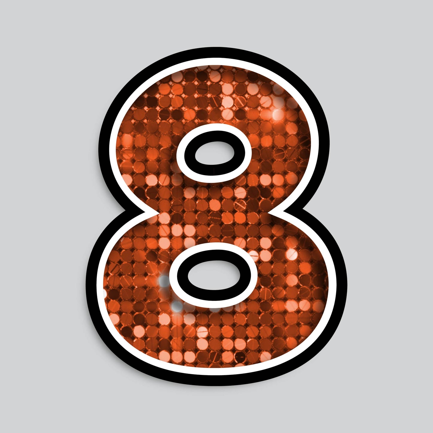 23.5" INDIVIDUAL BOUNCY ORANGE SEQUIN SHADOW NUMBERS