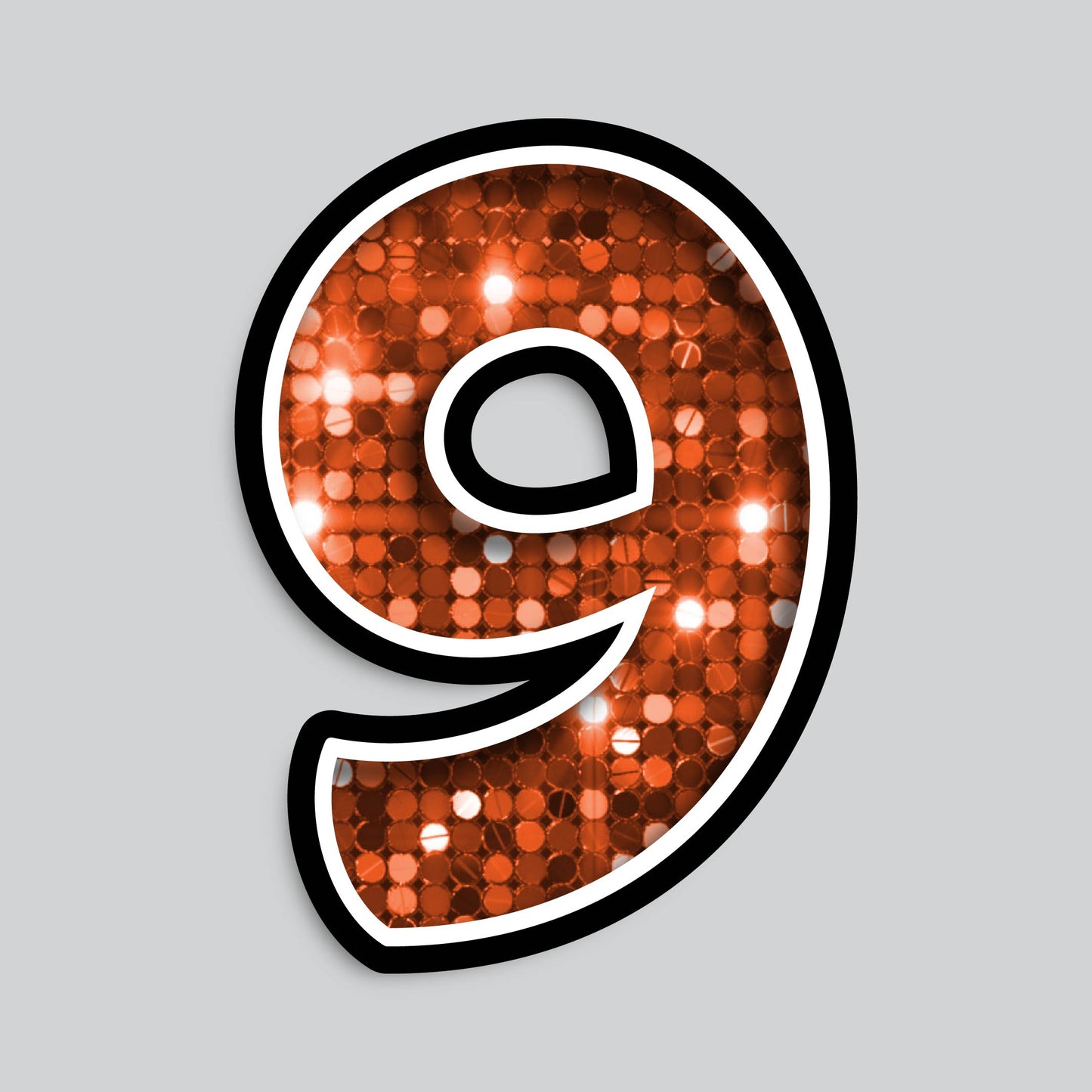 23.5" INDIVIDUAL BOUNCY ORANGE SEQUIN SHADOW NUMBERS