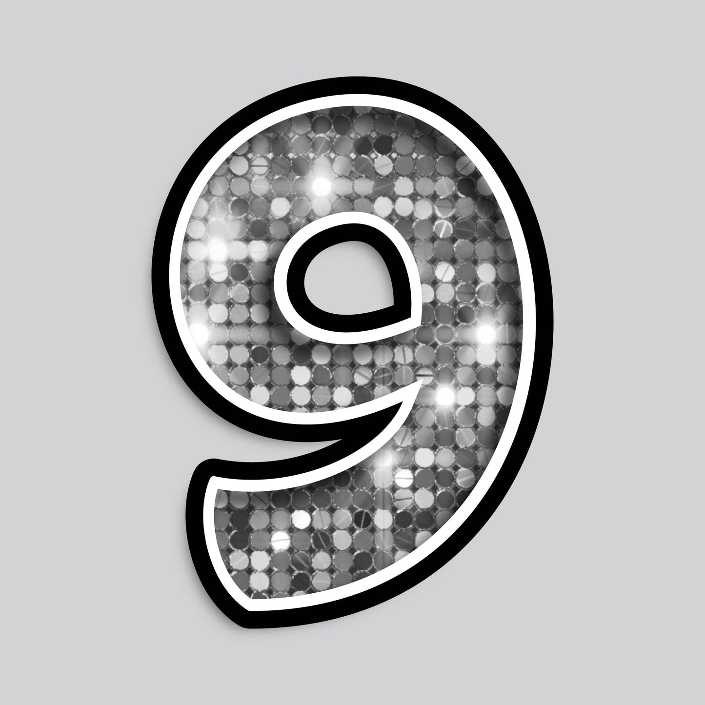 23.5" INDIVIDUAL BOUNCY SILVER SEQUIN SHADOW NUMBERS