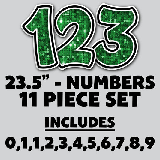 23.5” FULL SET BOUNCY GREEN SEQUIN SHADOW NUMBERS - 11 PIECES