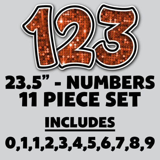 23.5” FULL SET BOUNCY ORANGE SEQUIN SHADOW NUMBERS - 11 PIECES