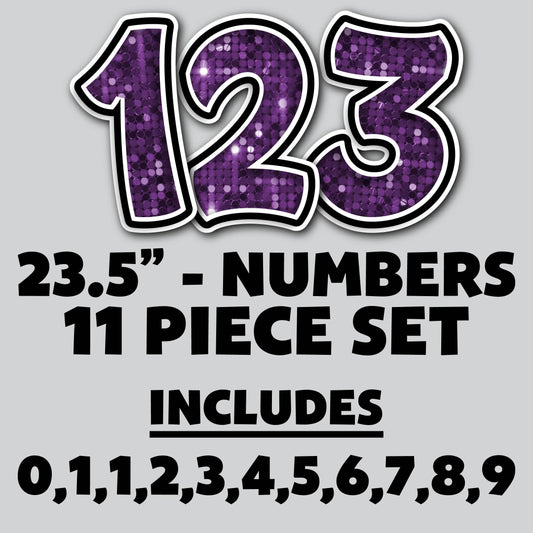 23.5” FULL SET BOUNCY PURPLE SEQUIN SHADOW NUMBERS - 11 PIECES
