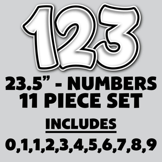 23.5” FULL SET BOUNCY WHITE SHADOW NUMBERS - 11 PIECES