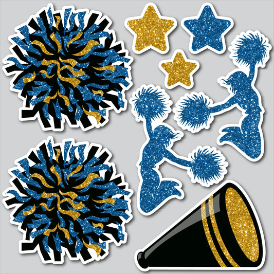 CHEERLEADER HALF SHEET - BLUE/GOLD/GLITTER