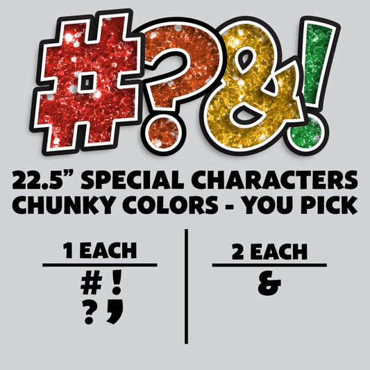 23.5” BOUNCY FONT CHUNKY GLITTER SPECIAL CHARACTERS - 7 PIECES