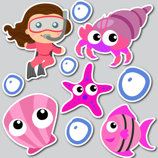 SWIMMING WITH SEA CREATURES - 1 | Yard Card Set