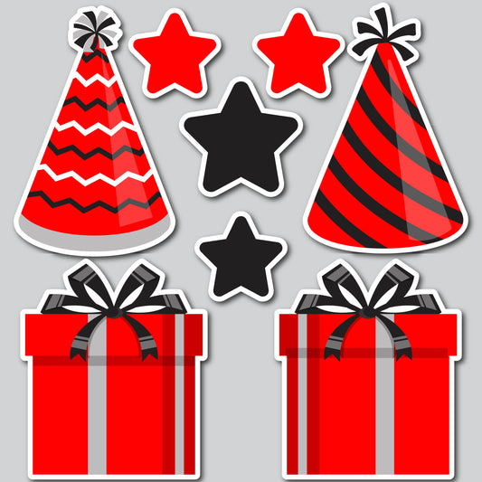 PRESENT AND HAT FILLERS - RED/BLACK/SILVER
