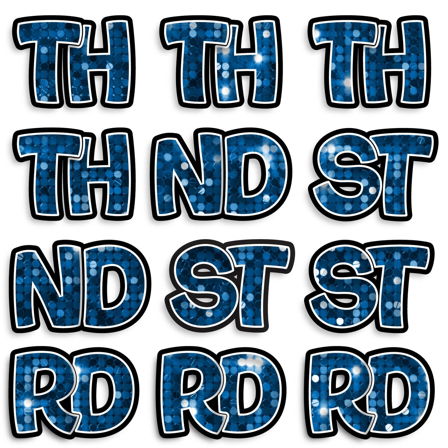 11” BOUNCY FONT SEQUIN COLOR ABBREVIATIONS - 12 PIECES