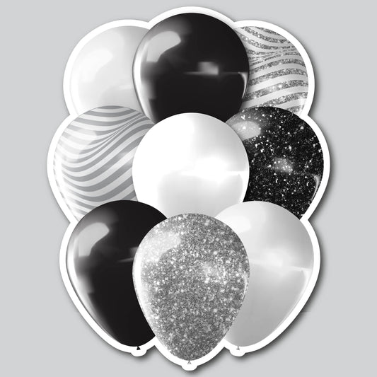 MEDIUM BALLOON CLUSTERS - BLACK/SILVER