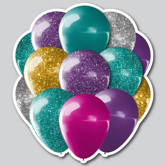 LARGE BALLOON CLUSTERS - PINK/PURPLE/TEAL/SILVER/GOLD