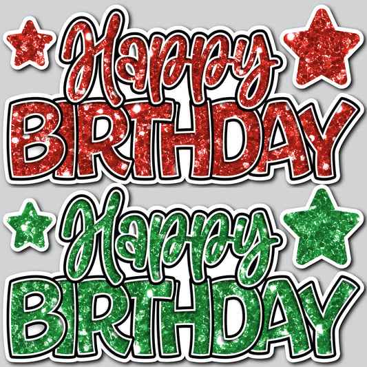 HBD SHOP PANELS - CHUNKY GLITTER GREEN/RED