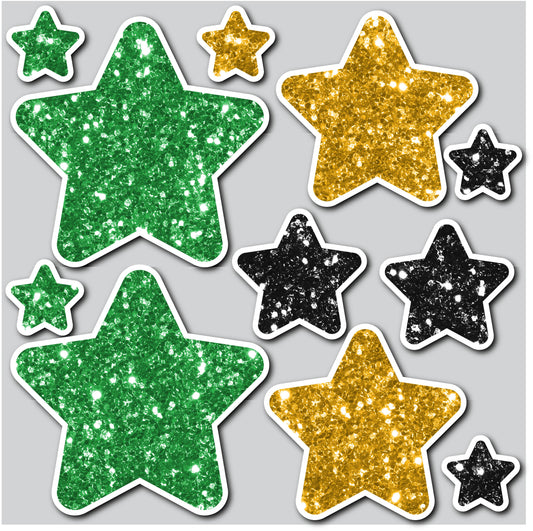 STARS - CHUNKY GLITTER GREEN/GOLD/BLACK