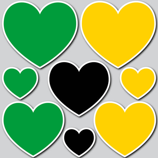 8 PIECE HEART SET - GREEN/YELLOW/BLACK