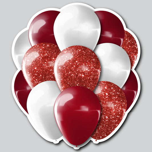 LARGE BALLOON CLUSTERS - RED/WHITE GLITTER